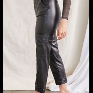 Forever 21 large faux leather black pants with cargo pockets